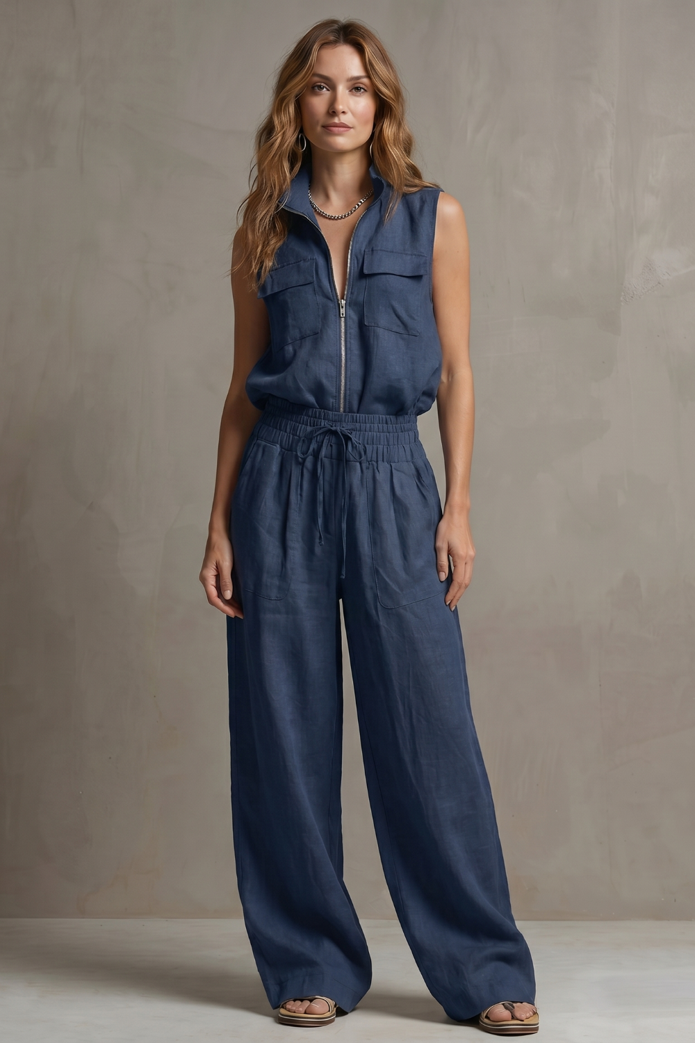 Roselune – Relaxed zip-front elegance – Trouser set-10914566046039-OLVIA ROSE LONDON