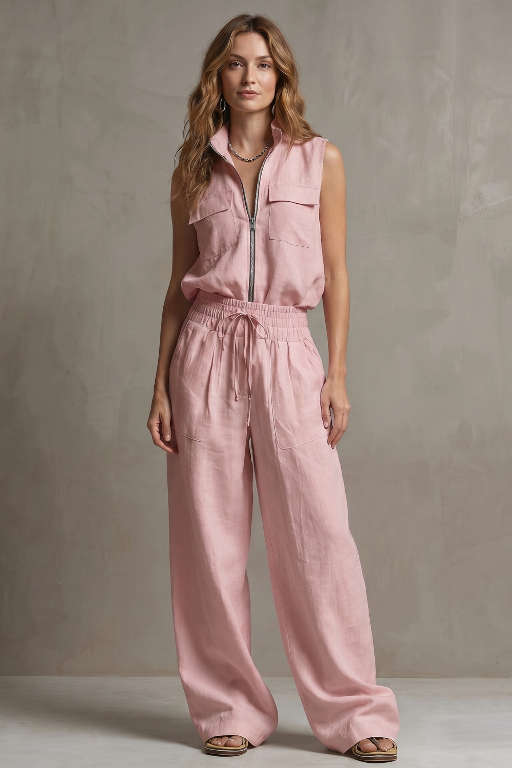 Roselune – Relaxed zip-front elegance – Trouser set-10914566046039-OLVIA ROSE LONDON