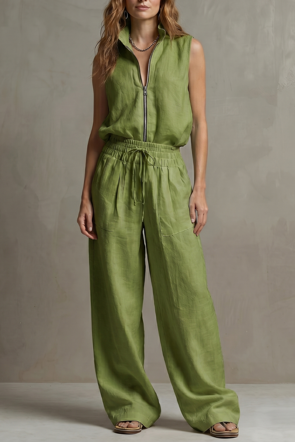 Roselune – Relaxed zip-front elegance – Trouser set-10914566046039-OLVIA ROSE LONDON