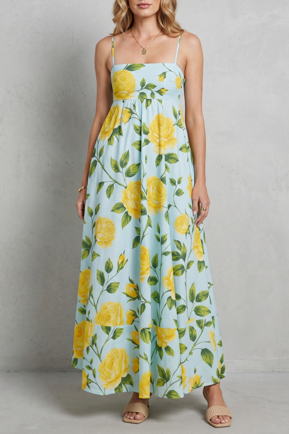 Roselune – Square neck floral charm – Maxi dress-10755314811223-OLVIA ROSE LONDON