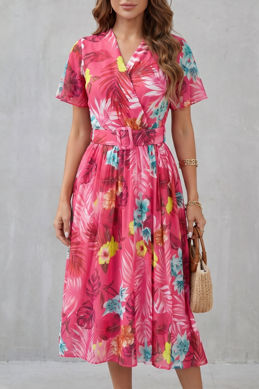 Rosévara – Tropical floral charm – Midi dress-10747057504599-OLVIA ROSE LONDON