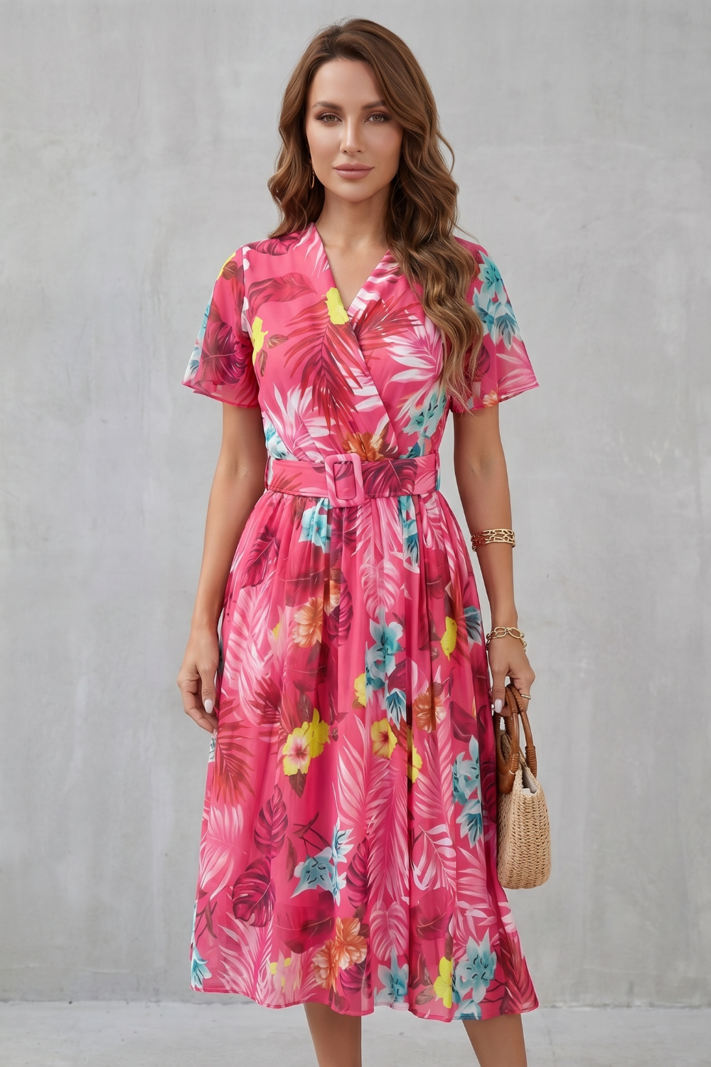 Rosévara – Tropical floral charm – Midi dress-10747057504599-OLVIA ROSE LONDON