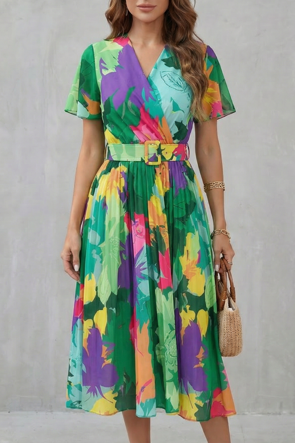 Rosévara – Tropical floral charm – Midi dress-10747057504599-OLVIA ROSE LONDON