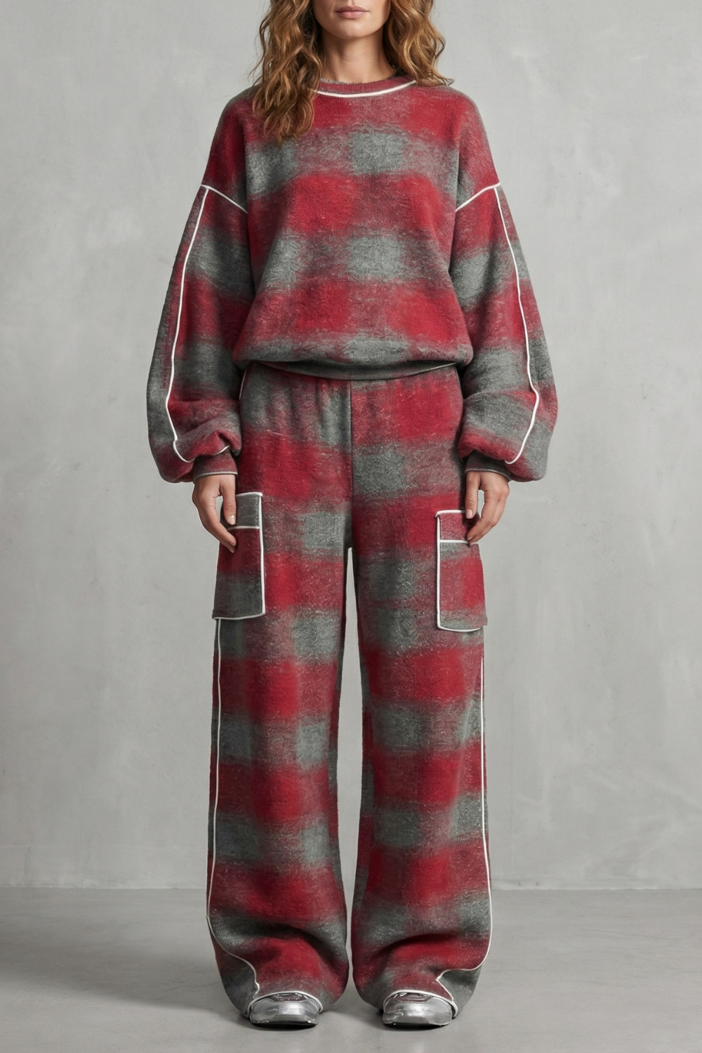 Rovienne – Distressed plaid street style – Two piece set-10644030652759-OLVIA ROSE LONDON