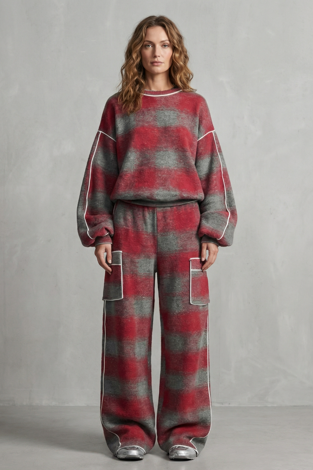 Rovienne – Distressed plaid street style – Two piece set-10644030652759-OLVIA ROSE LONDON
