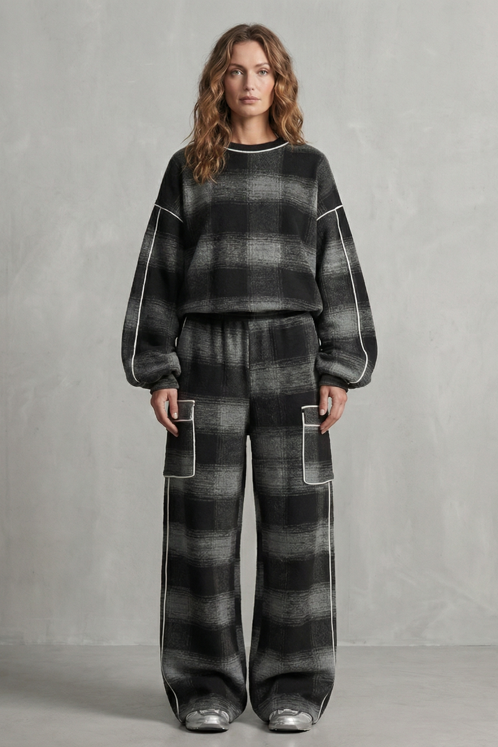 Rovienne – Distressed plaid street style – Two piece set-10644030652759-OLVIA ROSE LONDON