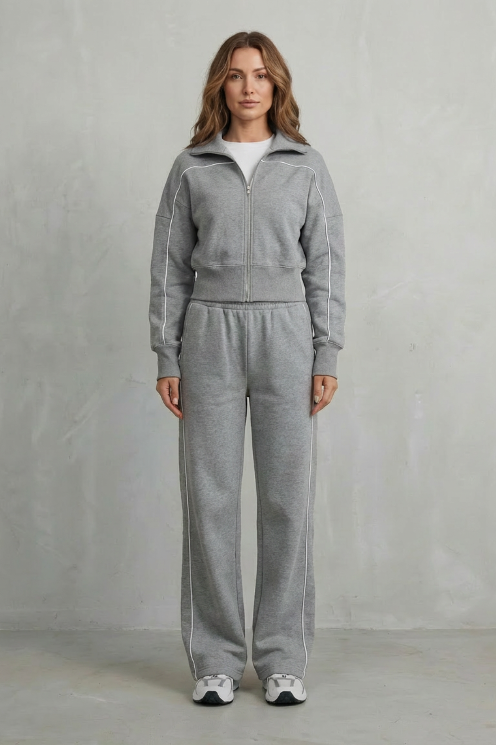 Savina – Urban Edge Piped Zip Jacket & Wide-Leg Pants Set-10508125569367-OLVIA ROSE LONDON