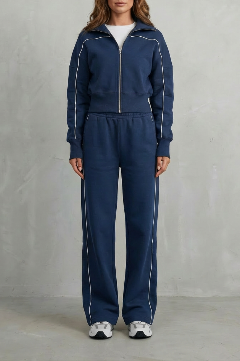 Savina – Urban Edge Piped Zip Jacket & Wide-Leg Pants Set-10508125569367-OLVIA ROSE LONDON