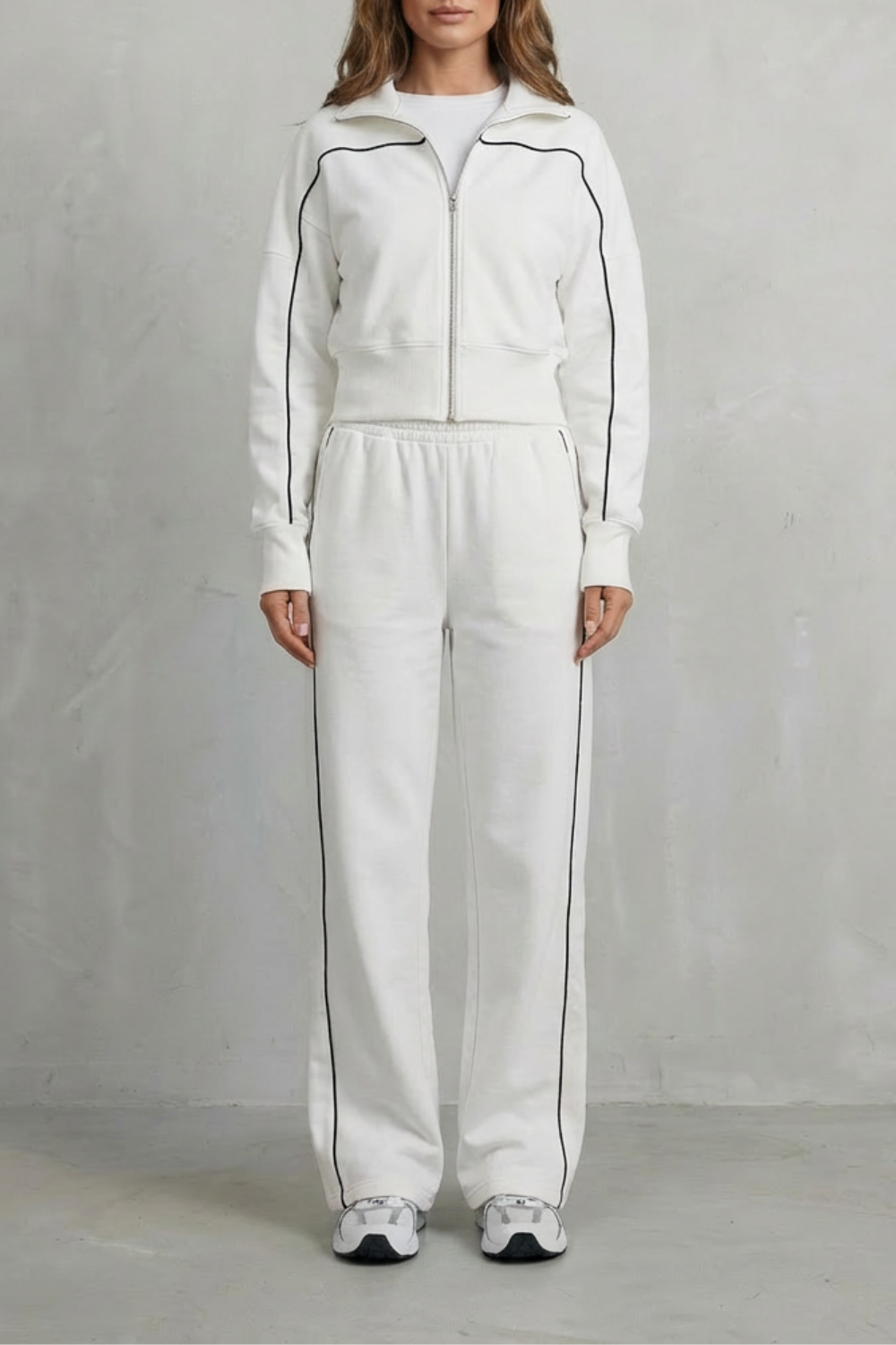 Savina – Urban Edge Piped Zip Jacket & Wide-Leg Pants Set-10508125569367-OLVIA ROSE LONDON