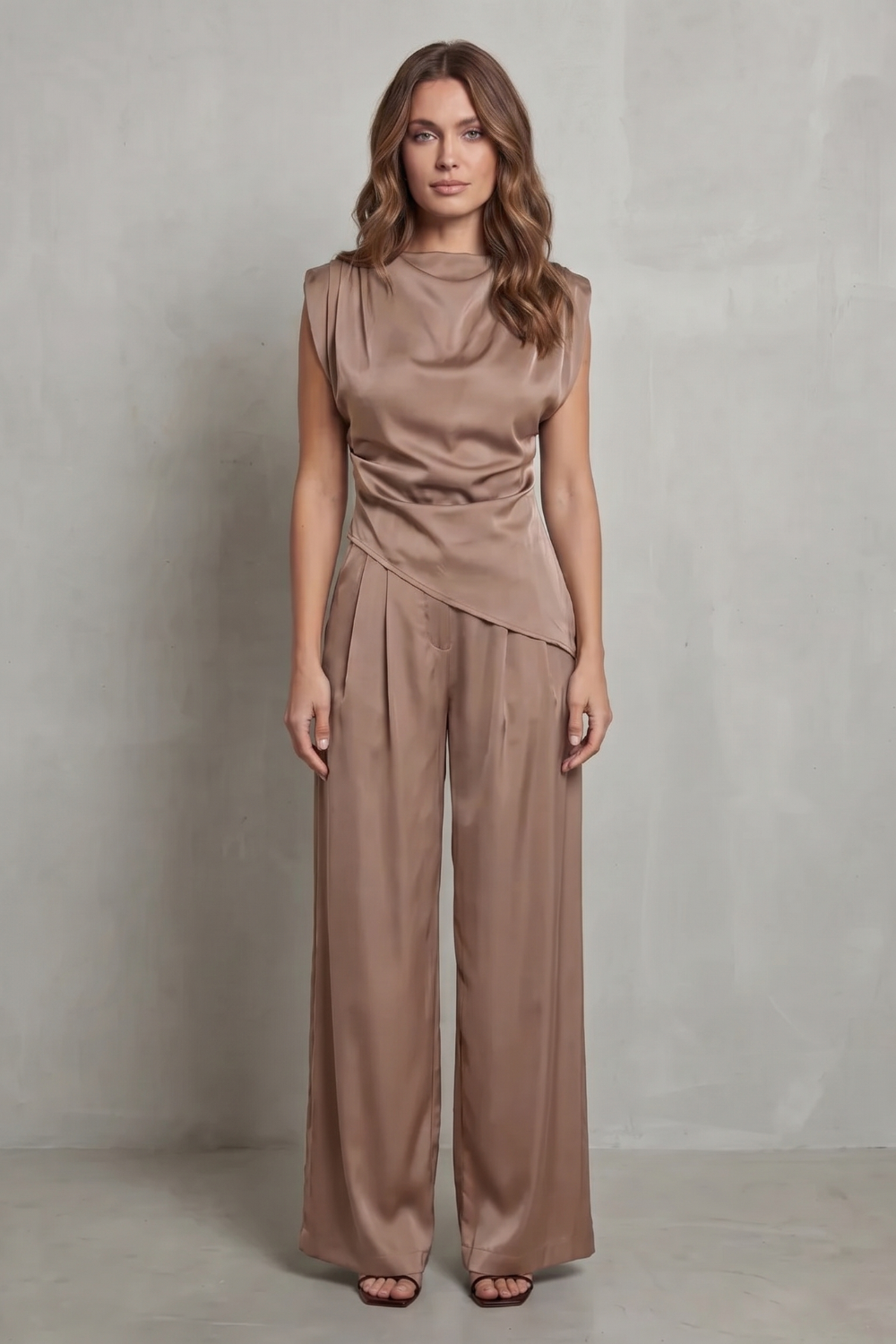Selora – Draped waist detail – Casual elegance set-10490758988119-OLVIA ROSE LONDON