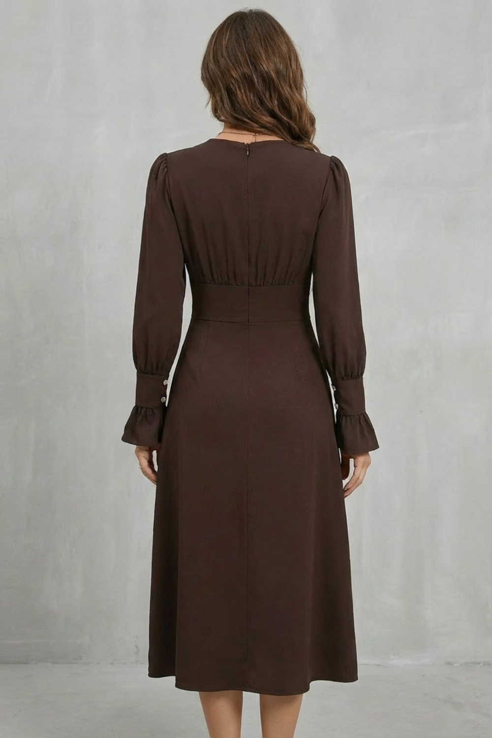 Serafina – Pearl button detail – Midi shirt dress-10510188282199-OLVIA ROSE LONDON