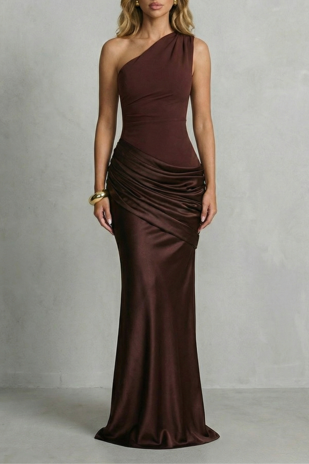 Seraphielle – Satin draped elegance – One shoulder maxi dress-10598742917463-OLVIA ROSE LONDON