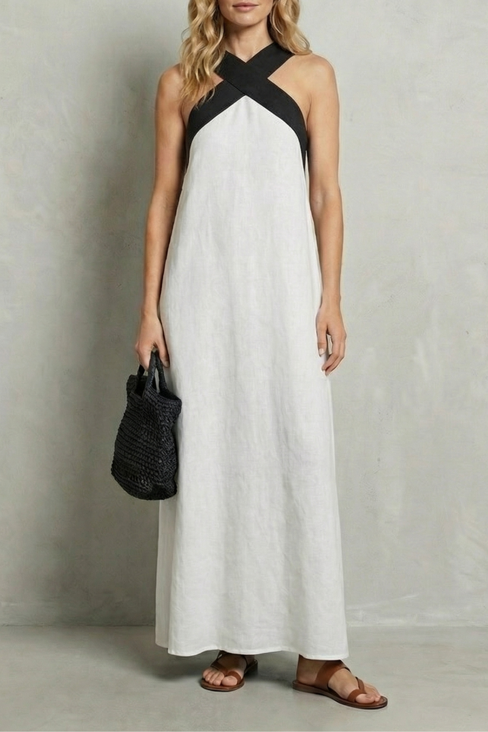 Seravelle – Cross-halter elegance – Maxi dress-10642184700247-OLVIA ROSE LONDON