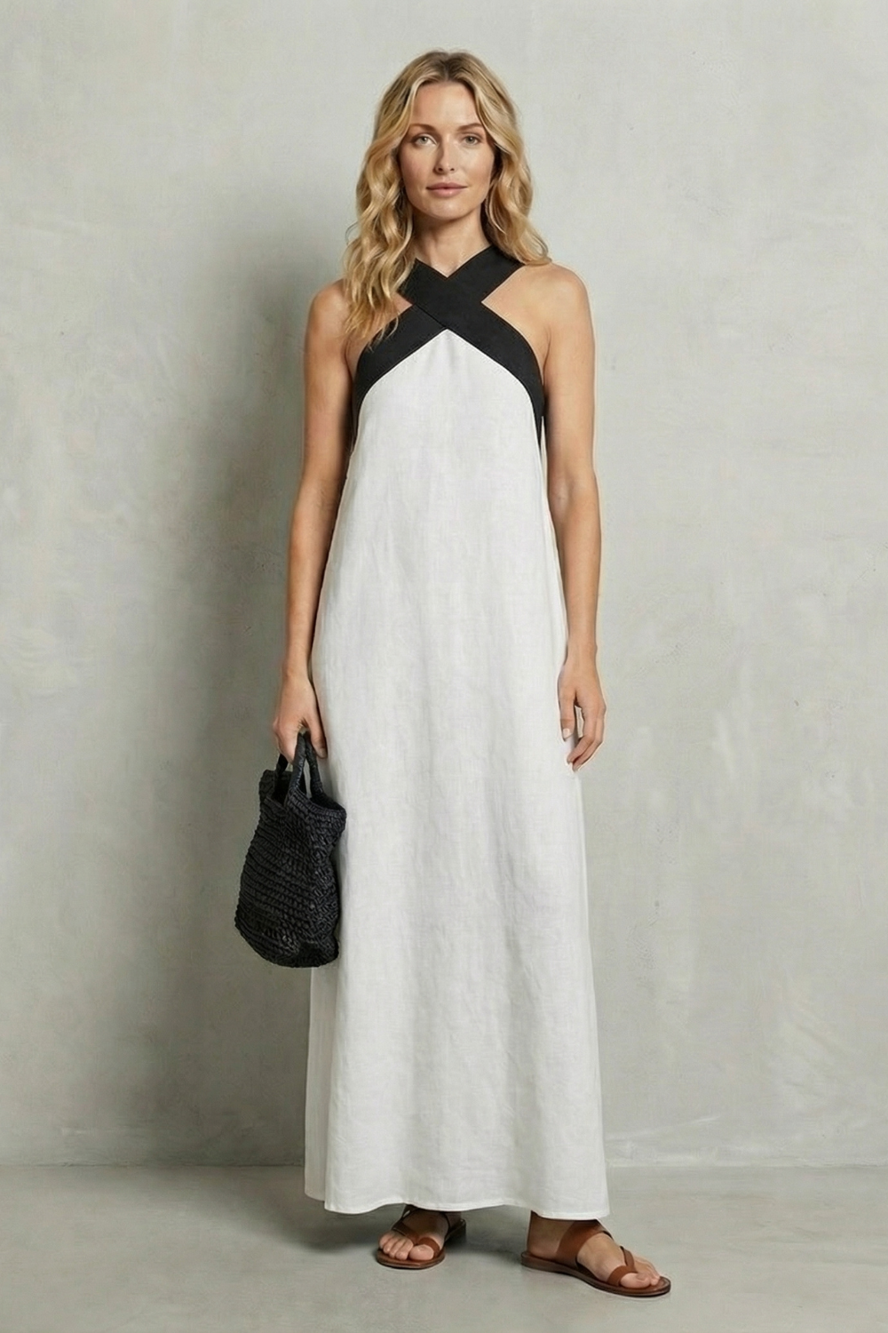 Seravelle – Cross-halter elegance – Maxi dress-10642184700247-OLVIA ROSE LONDON