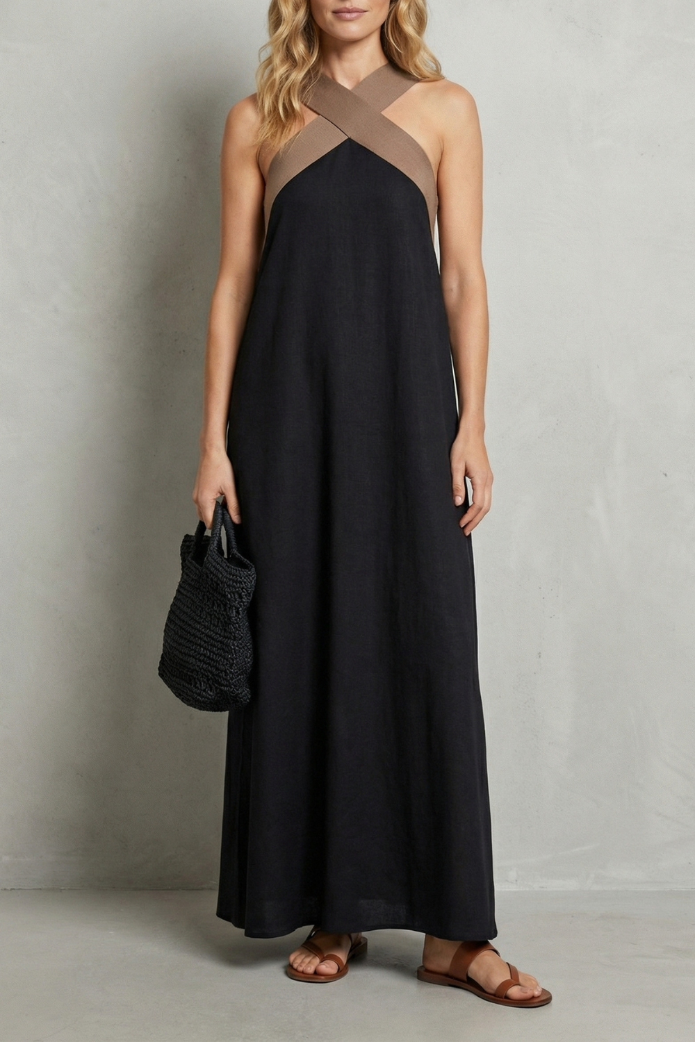 Seravelle – Cross-halter elegance – Maxi dress-10642184700247-OLVIA ROSE LONDON