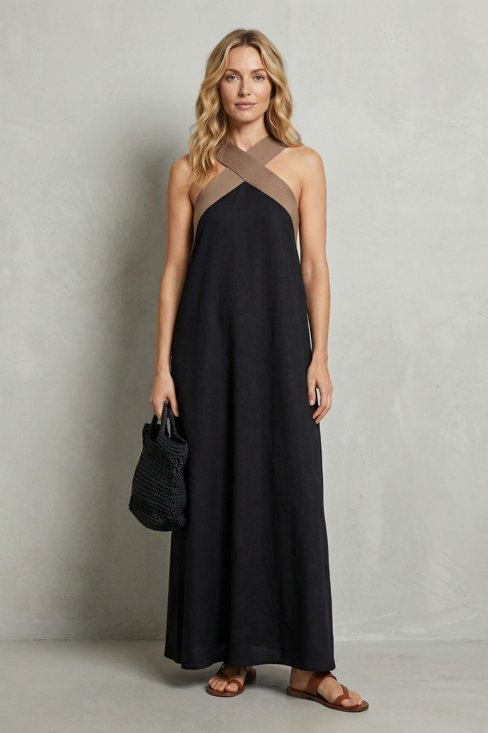 Seravelle – Cross-halter elegance – Maxi dress-10642184700247-OLVIA ROSE LONDON