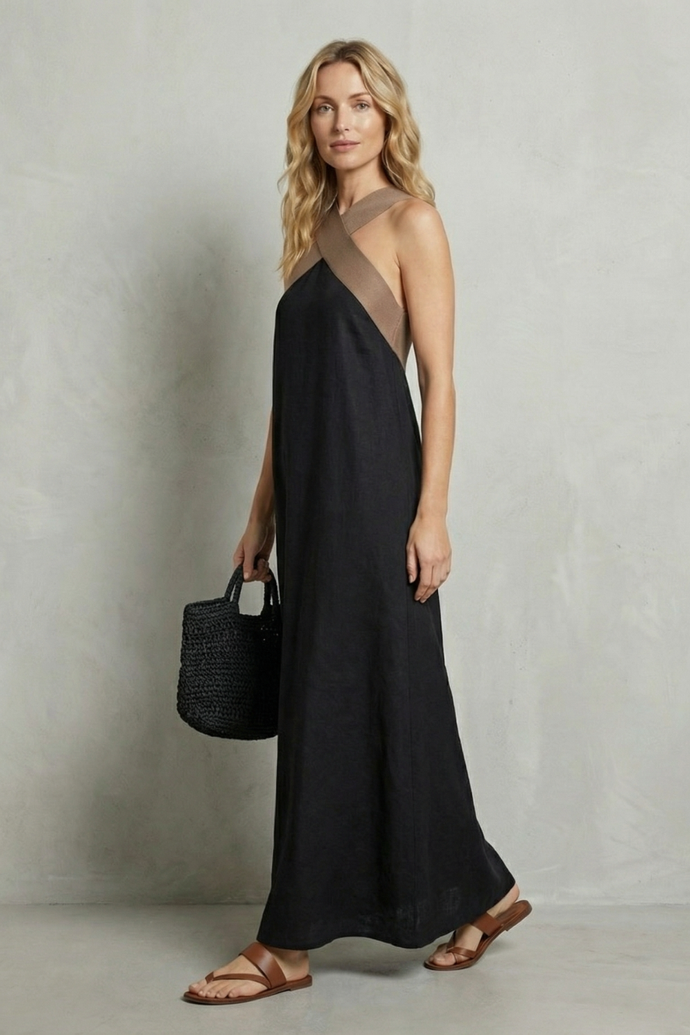 Seravelle – Cross-halter elegance – Maxi dress-10642184700247-OLVIA ROSE LONDON