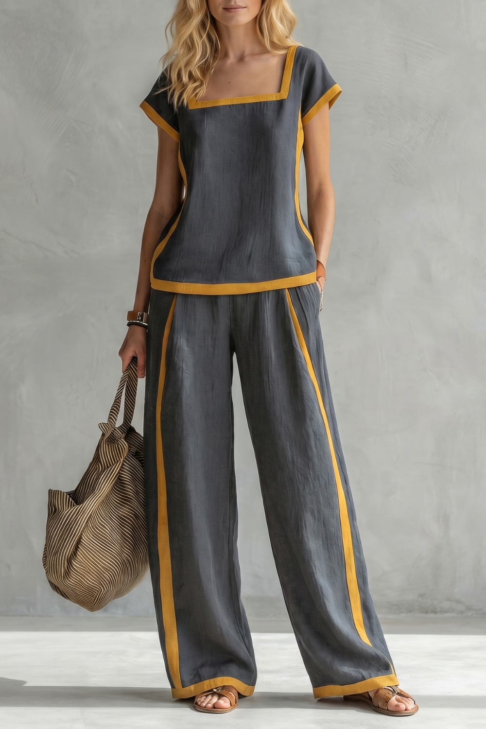 Serelisse – Contrast trim relaxed silhouette – Two-piece set-10765744767319-OLVIA ROSE LONDON