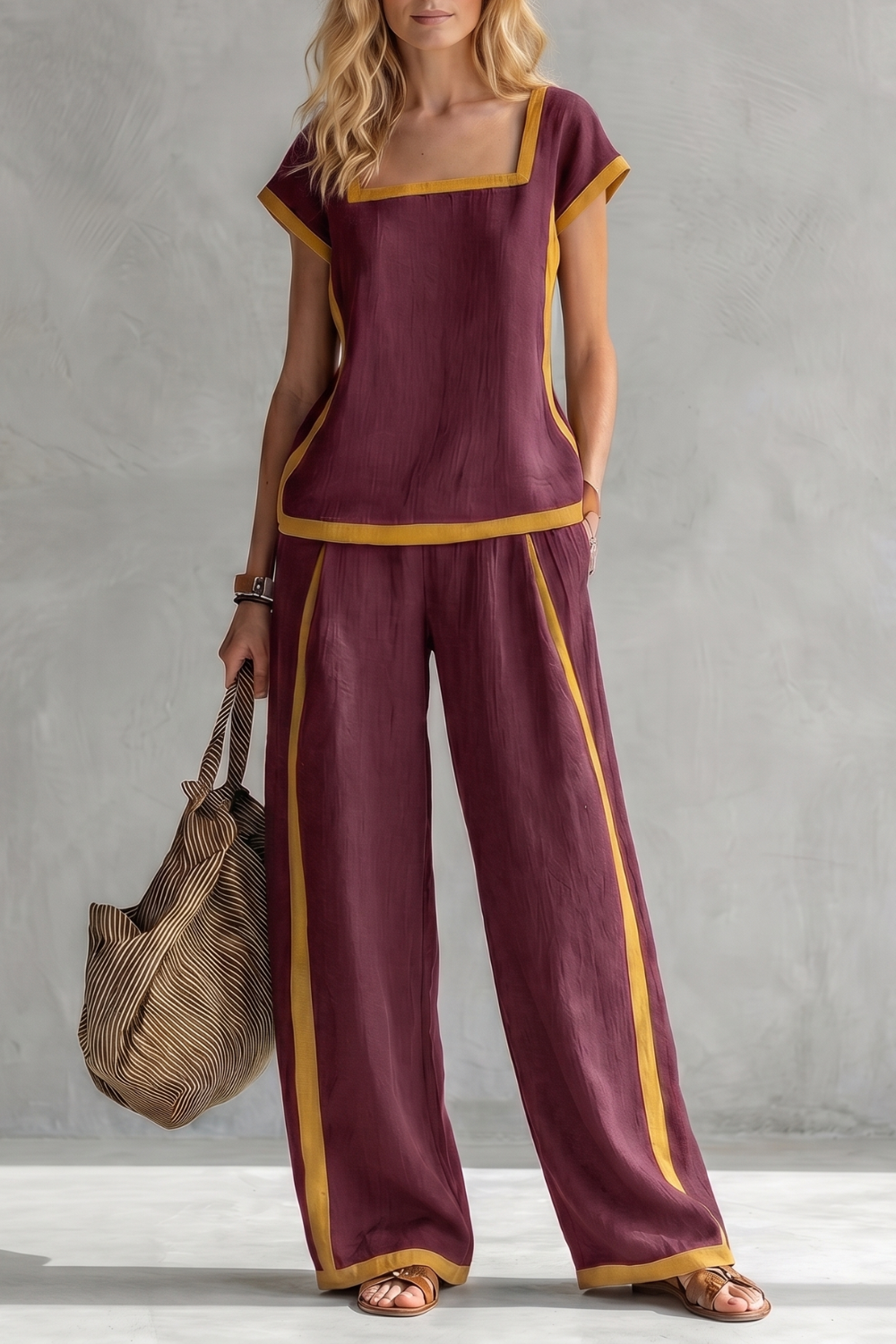 Serelisse – Contrast trim relaxed silhouette – Two-piece set-10765744767319-OLVIA ROSE LONDON