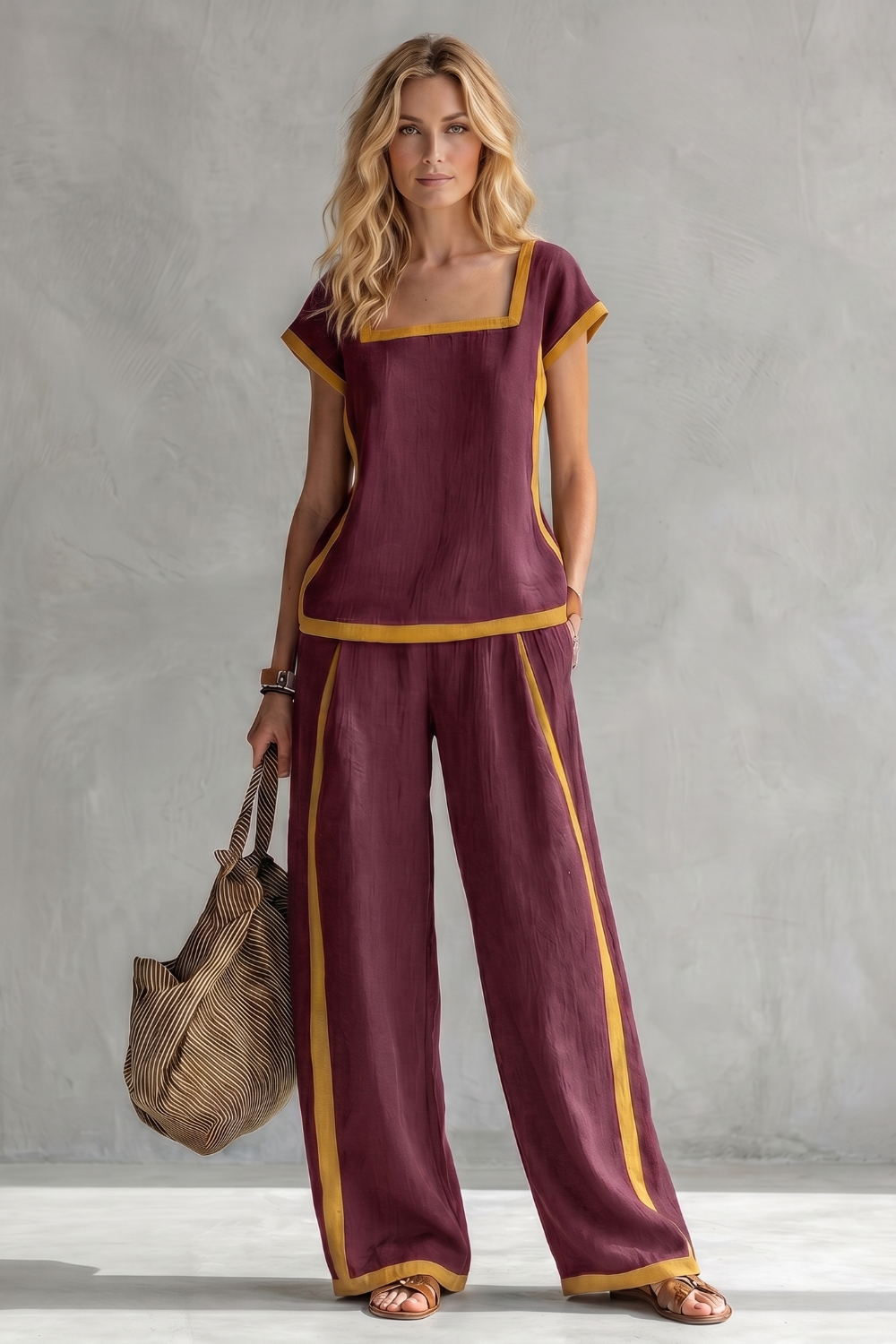 Serelisse – Contrast trim relaxed silhouette – Two-piece set-10765744767319-OLVIA ROSE LONDON
