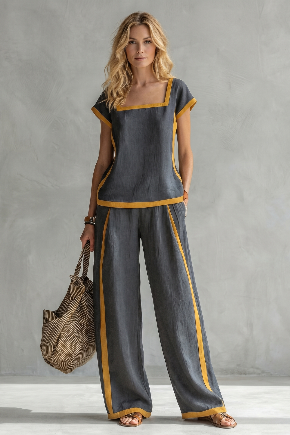 Serelisse – Contrast trim relaxed silhouette – Two-piece set-10765744767319-OLVIA ROSE LONDON