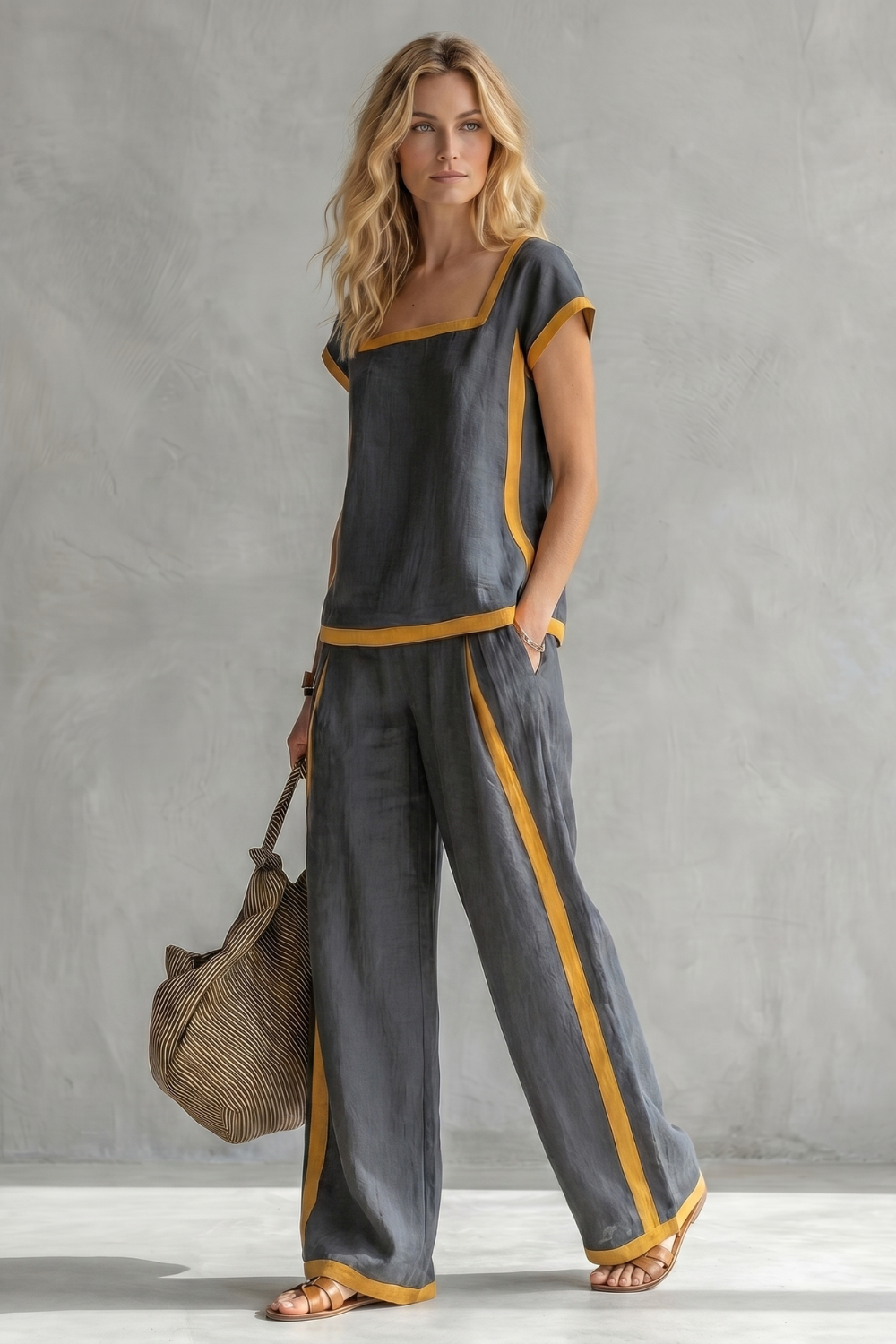 Serelisse – Contrast trim relaxed silhouette – Two-piece set-10765744767319-OLVIA ROSE LONDON