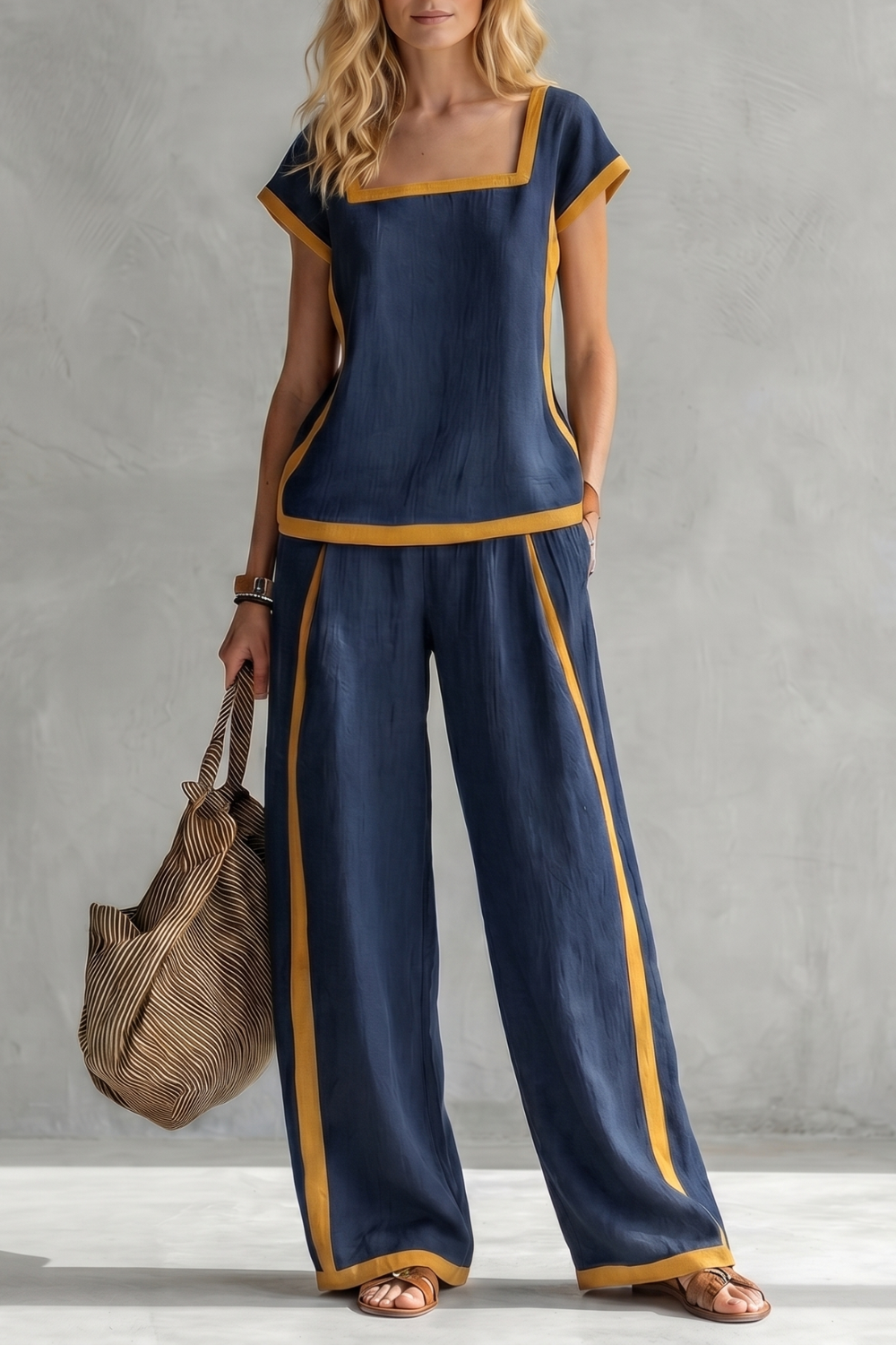 Serelisse – Contrast trim relaxed silhouette – Two-piece set-10765744767319-OLVIA ROSE LONDON
