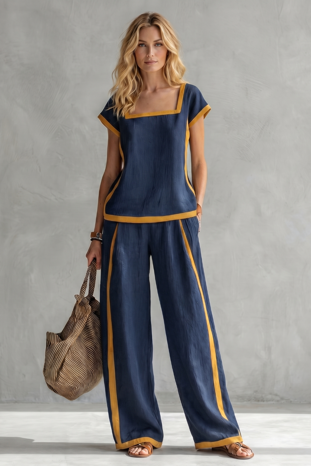 Serelisse – Contrast trim relaxed silhouette – Two-piece set-10765744767319-OLVIA ROSE LONDON