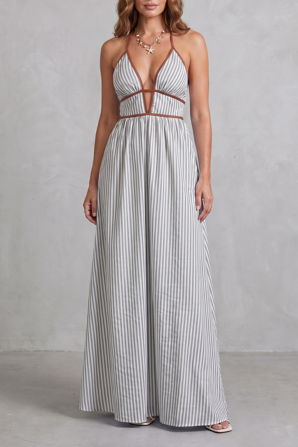 Serelisse – Striped backless silhouette – Maxi dress-10914562900311-OLVIA ROSE LONDON