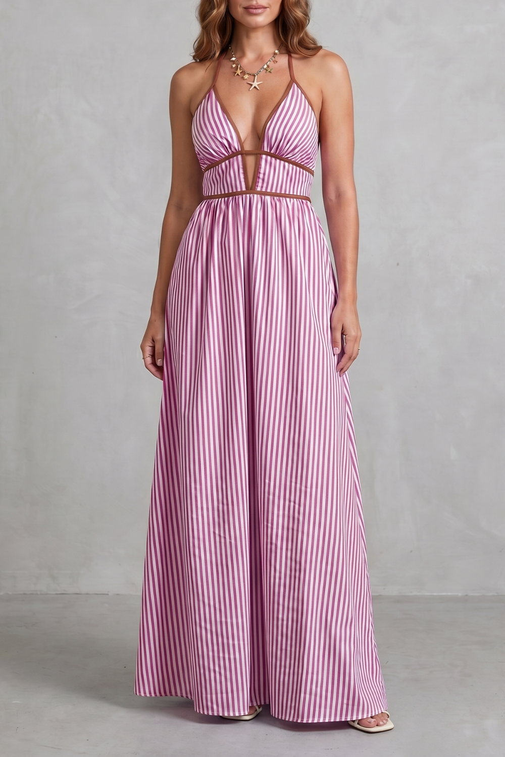 Serelisse – Striped backless silhouette – Maxi dress-10914562900311-OLVIA ROSE LONDON