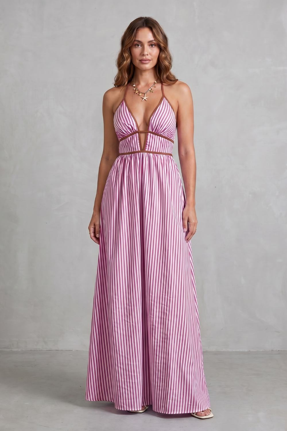 Serelisse – Striped backless silhouette – Maxi dress-10914562900311-OLVIA ROSE LONDON