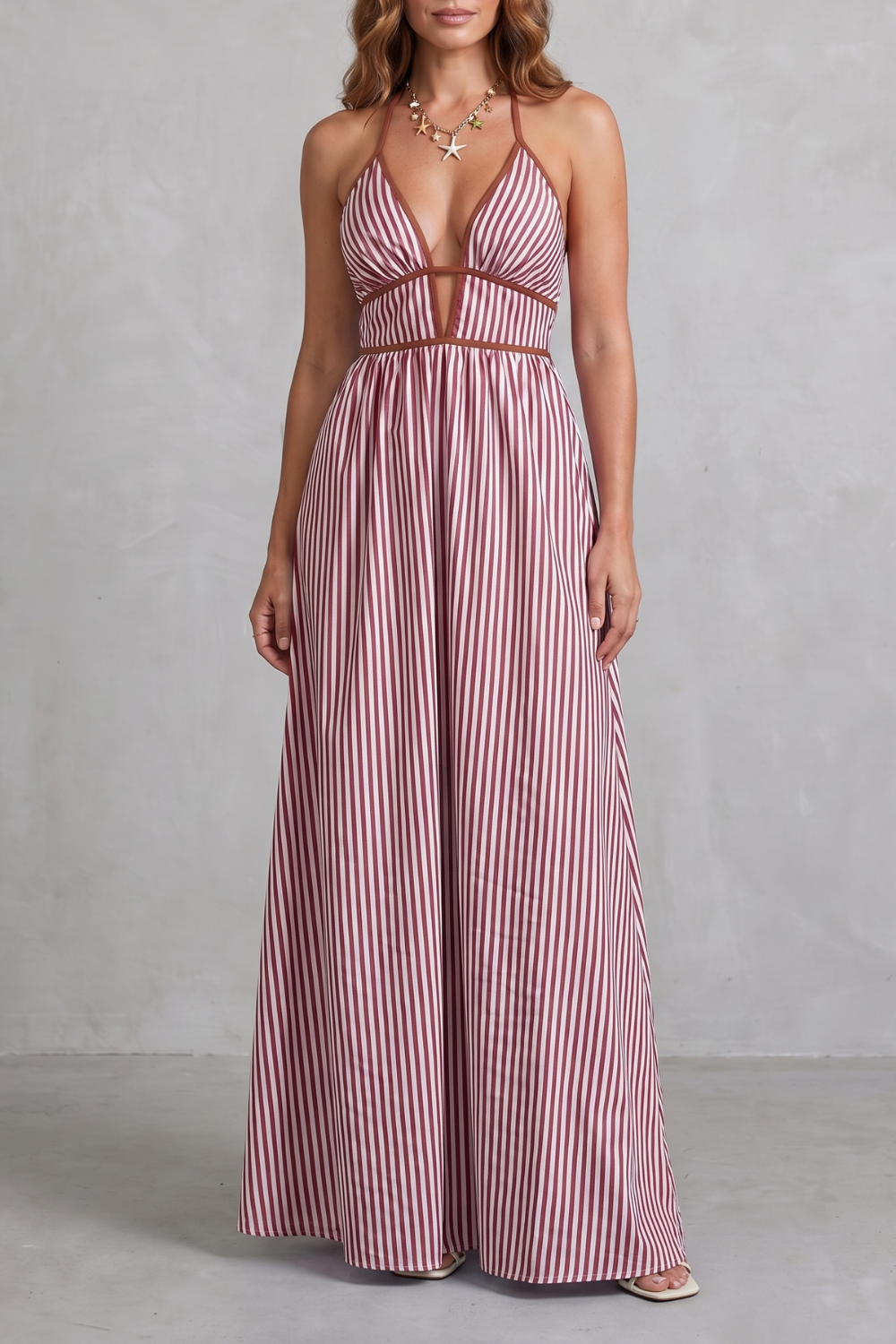 Serelisse – Striped backless silhouette – Maxi dress-10914562900311-OLVIA ROSE LONDON