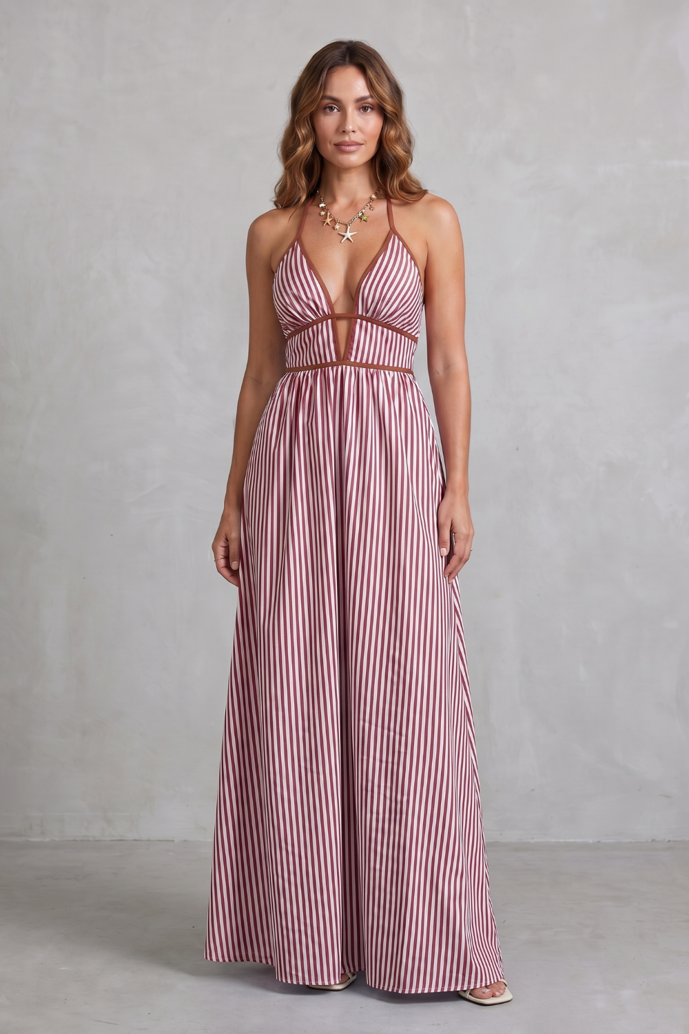 Serelisse – Striped backless silhouette – Maxi dress-10914562900311-OLVIA ROSE LONDON