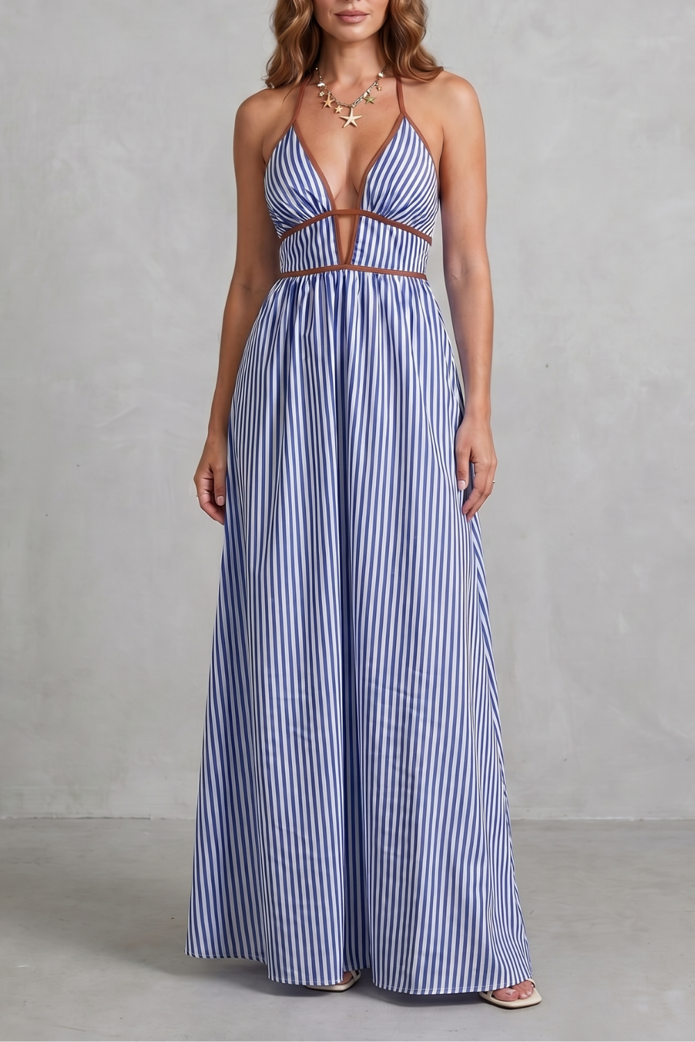 Serelisse – Striped backless silhouette – Maxi dress-10914562900311-OLVIA ROSE LONDON