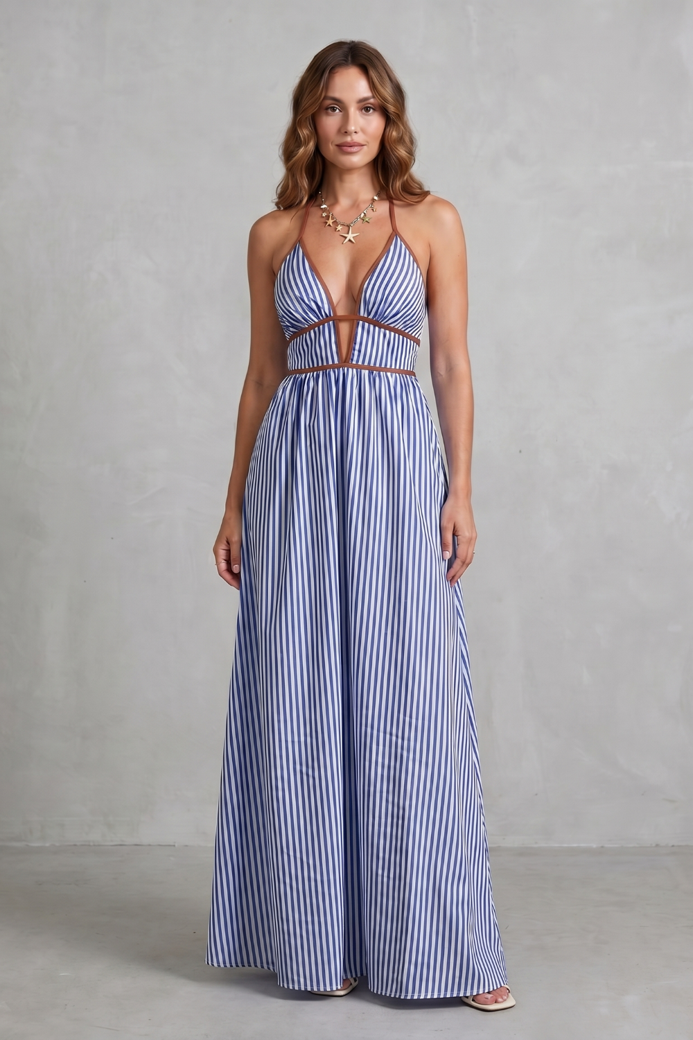 Serelisse – Striped backless silhouette – Maxi dress-10914562900311-OLVIA ROSE LONDON