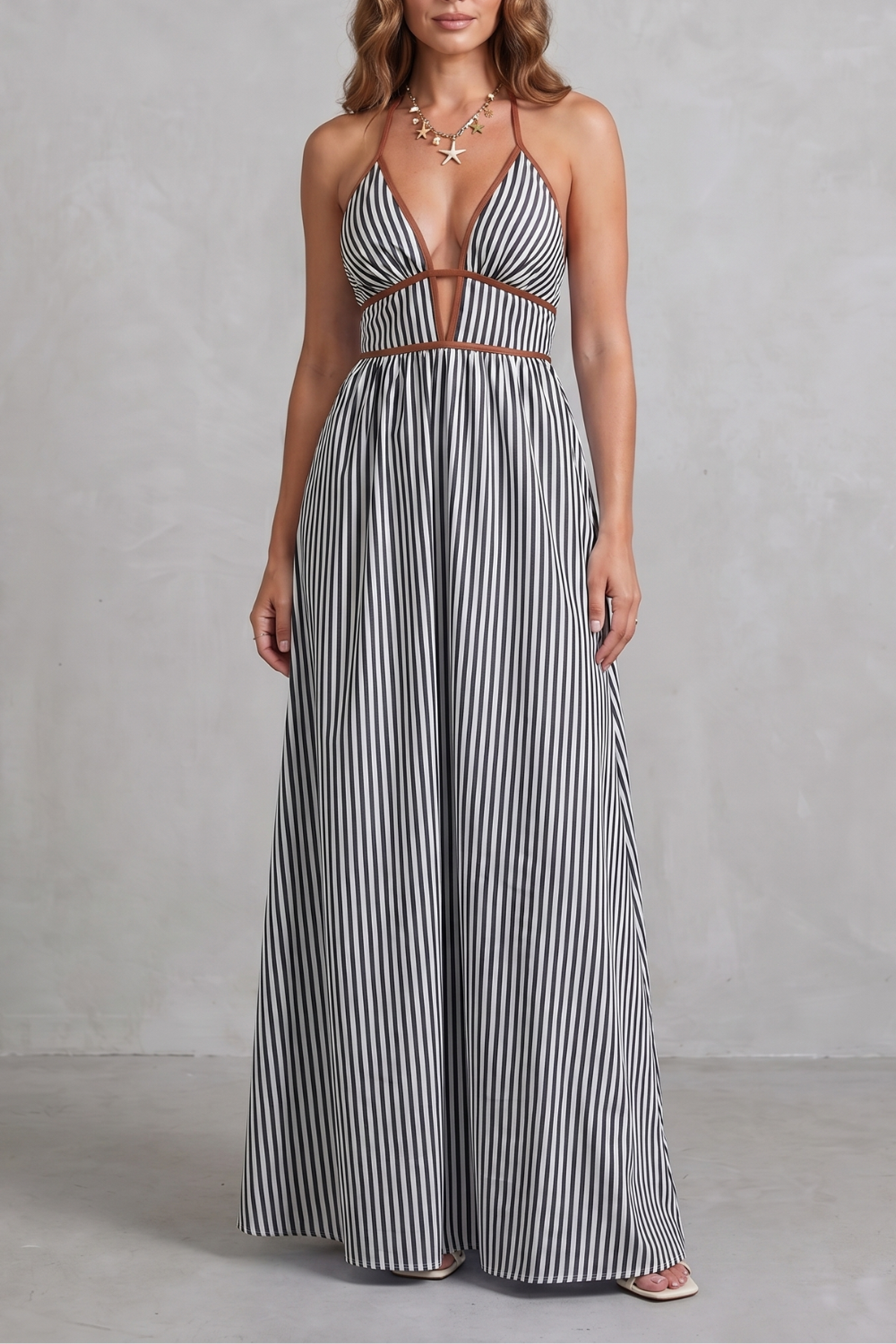 Serelisse – Striped backless silhouette – Maxi dress-10914562900311-OLVIA ROSE LONDON