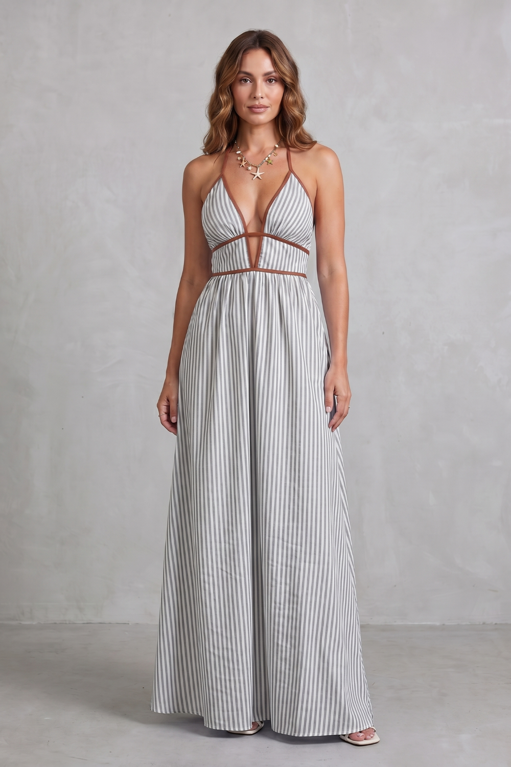 Serelisse – Striped backless silhouette – Maxi dress-10914562900311-OLVIA ROSE LONDON