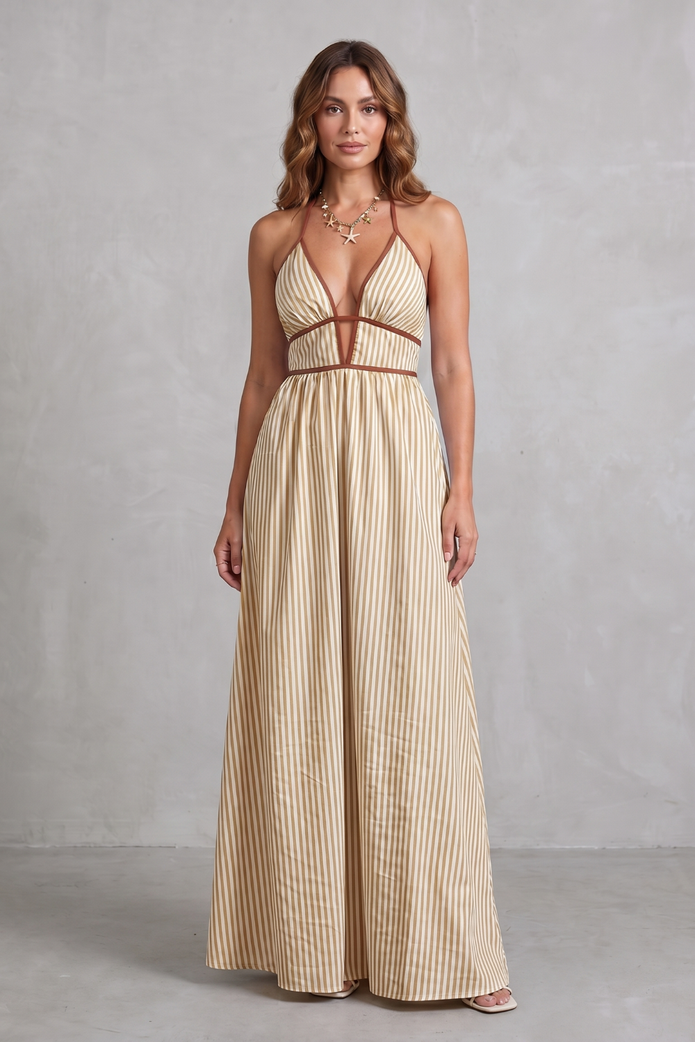 Serelisse – Striped backless silhouette – Maxi dress-10914562900311-OLVIA ROSE LONDON