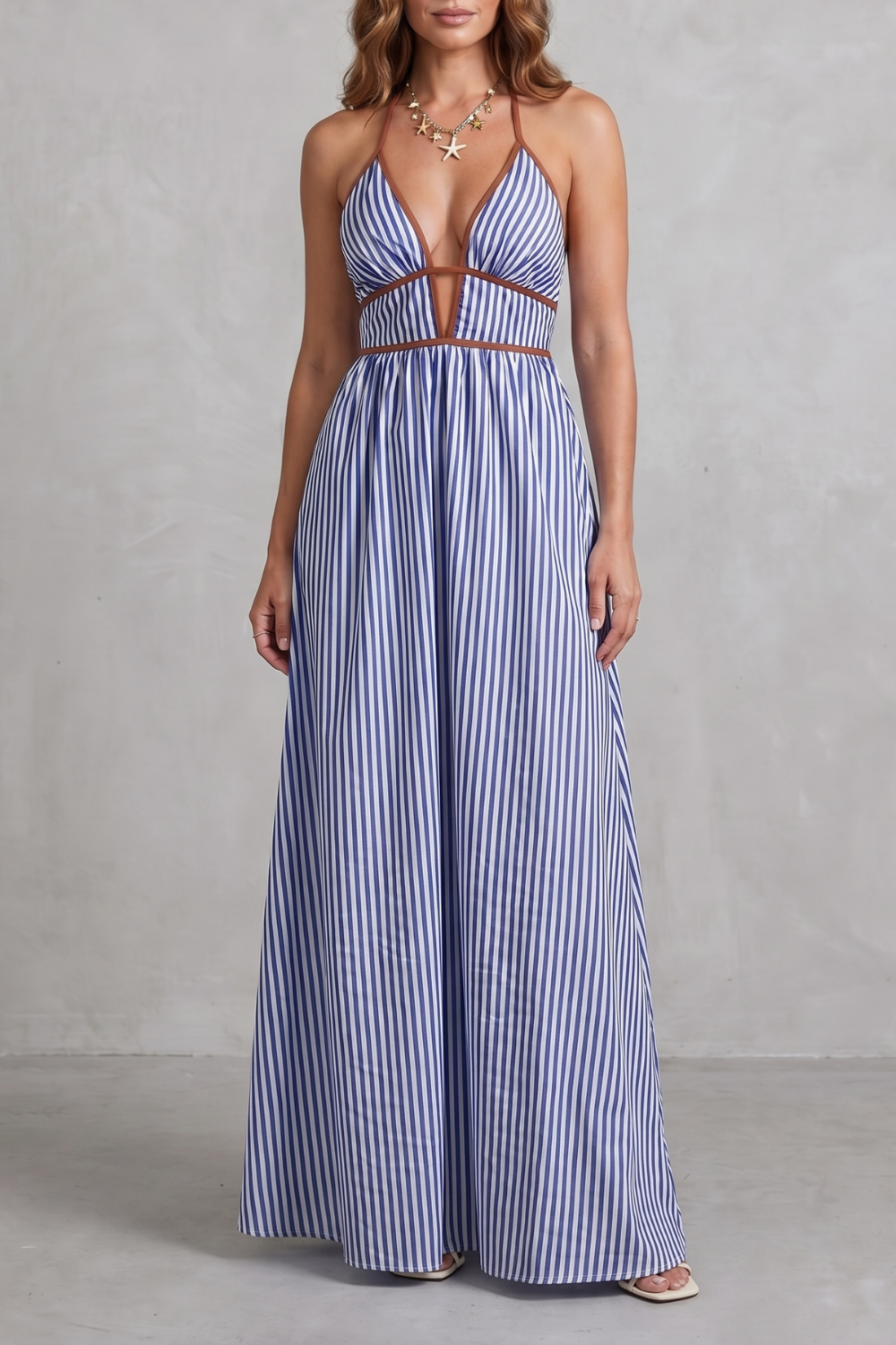 Serelisse – Striped backless silhouette – Maxi dress-10914562900311-OLVIA ROSE LONDON
