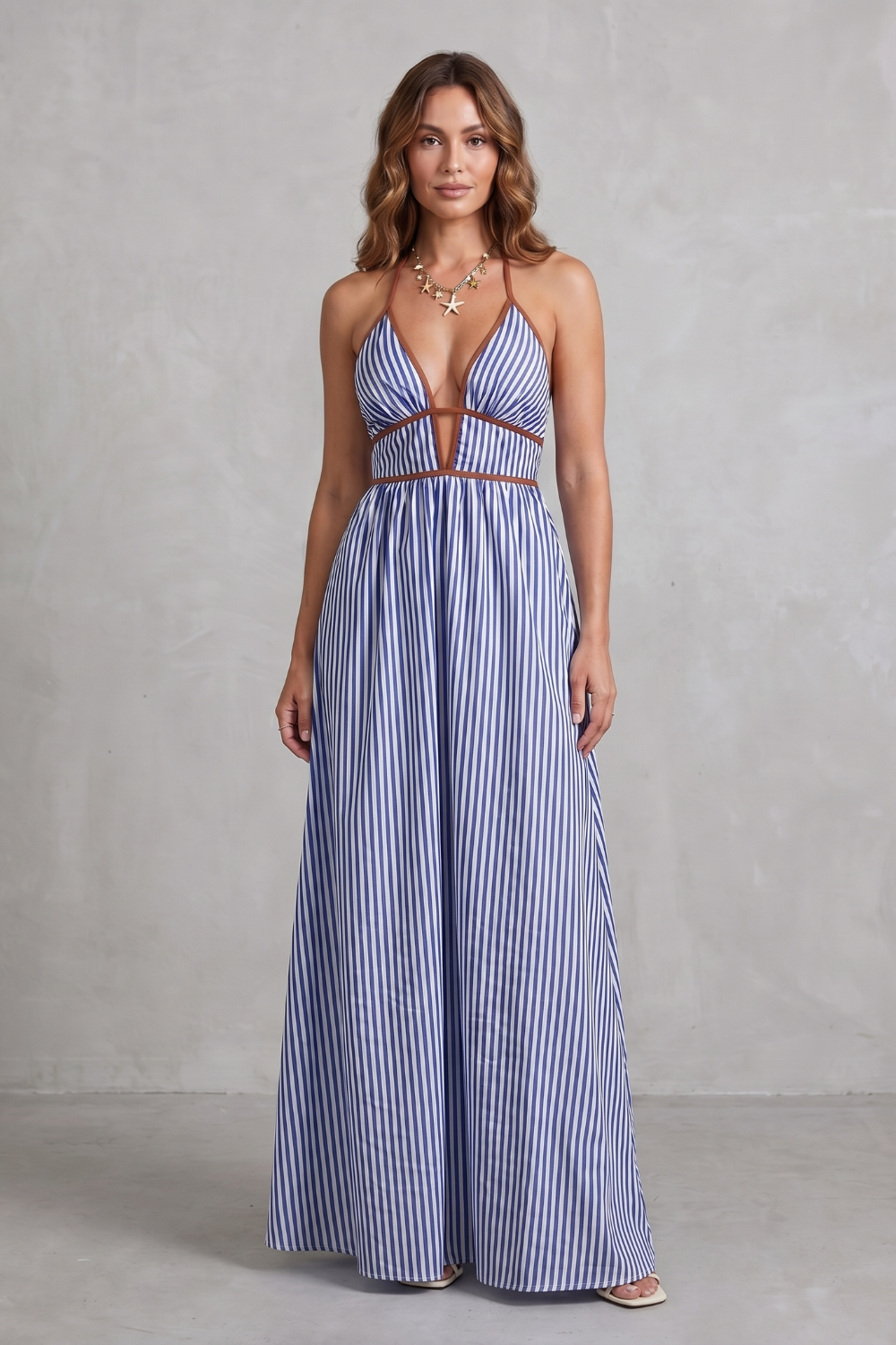 Serelisse – Striped backless silhouette – Maxi dress-10914562900311-OLVIA ROSE LONDON