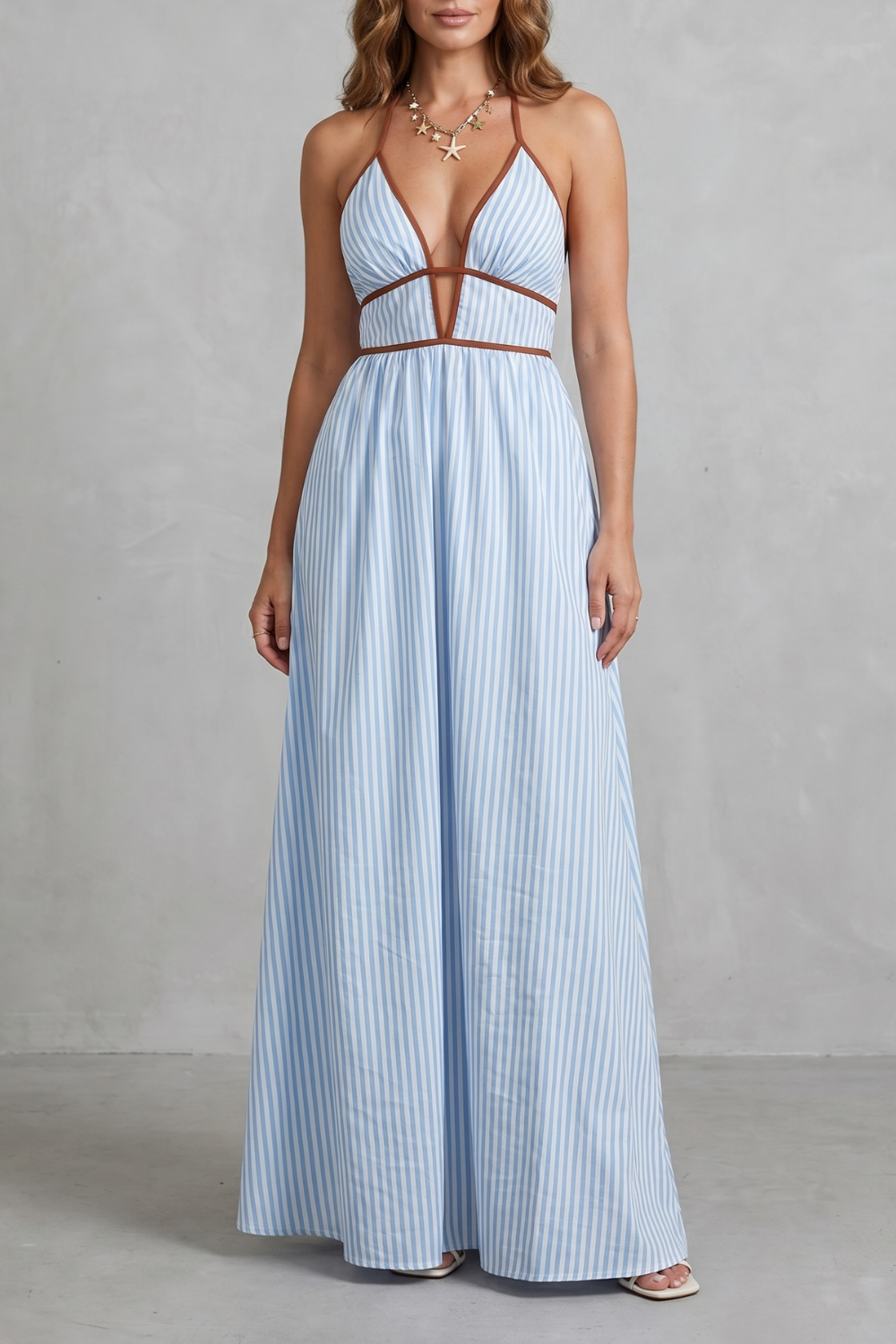 Serelisse – Striped backless silhouette – Maxi dress-10914562900311-OLVIA ROSE LONDON