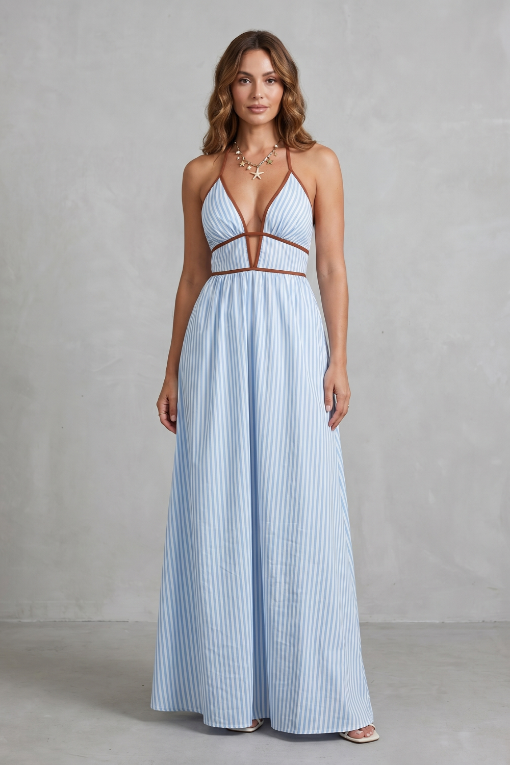 Serelisse – Striped backless silhouette – Maxi dress-10914562900311-OLVIA ROSE LONDON
