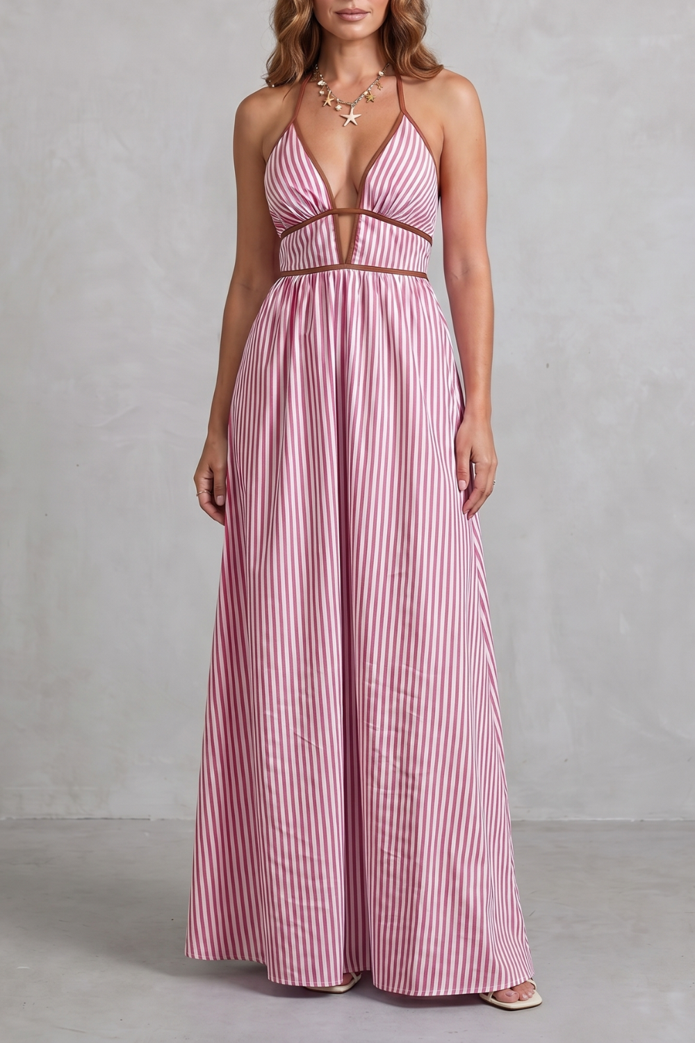 Serelisse – Striped backless silhouette – Maxi dress-10914562900311-OLVIA ROSE LONDON
