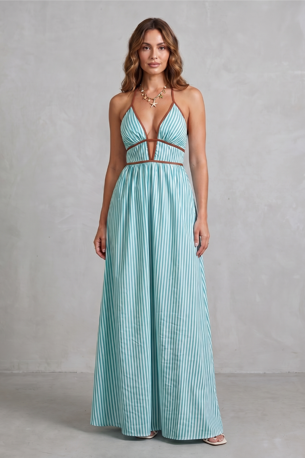 Serelisse – Striped backless silhouette – Maxi dress-10914562900311-OLVIA ROSE LONDON
