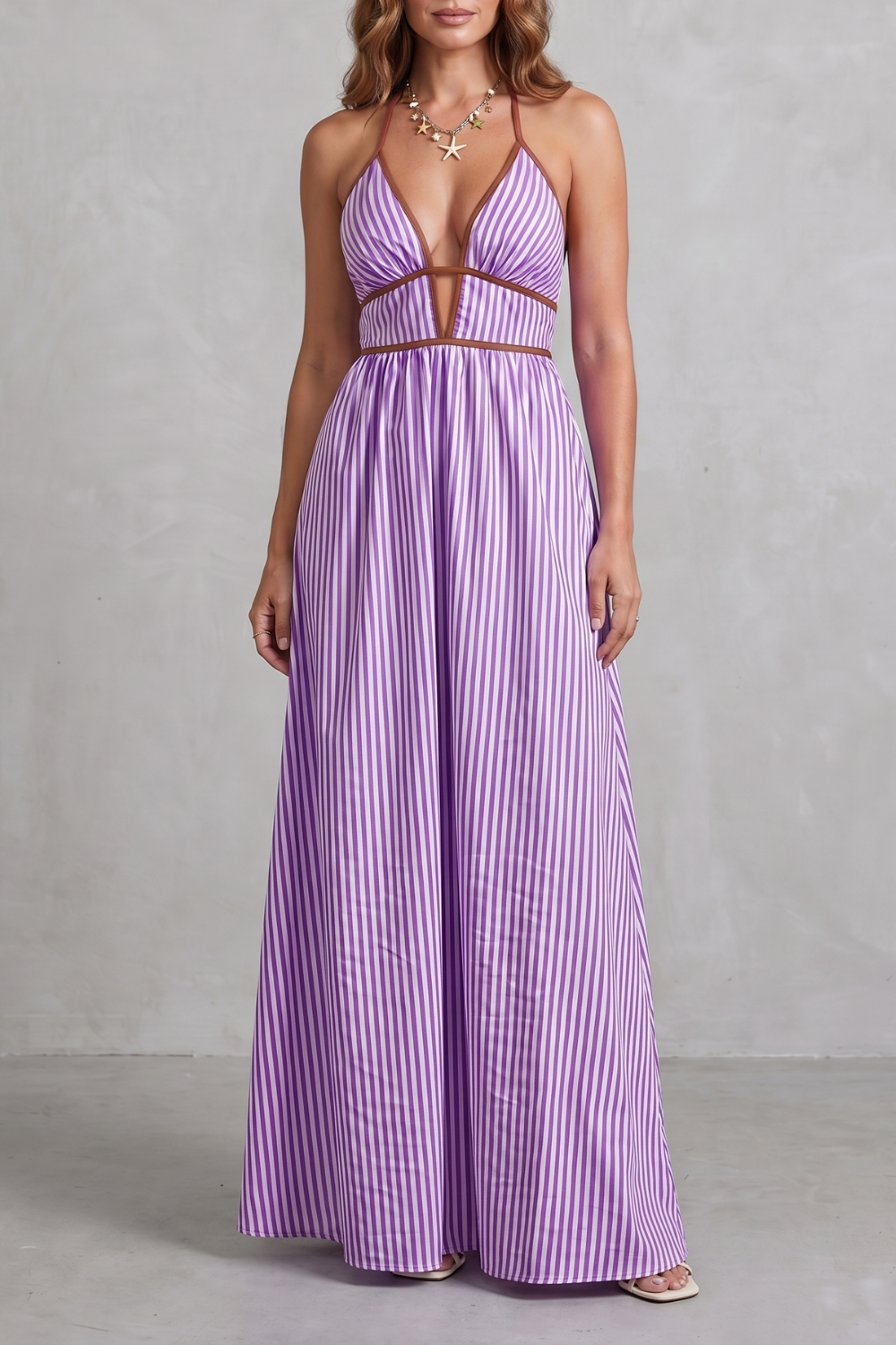 Serelisse – Striped backless silhouette – Maxi dress-10914562900311-OLVIA ROSE LONDON