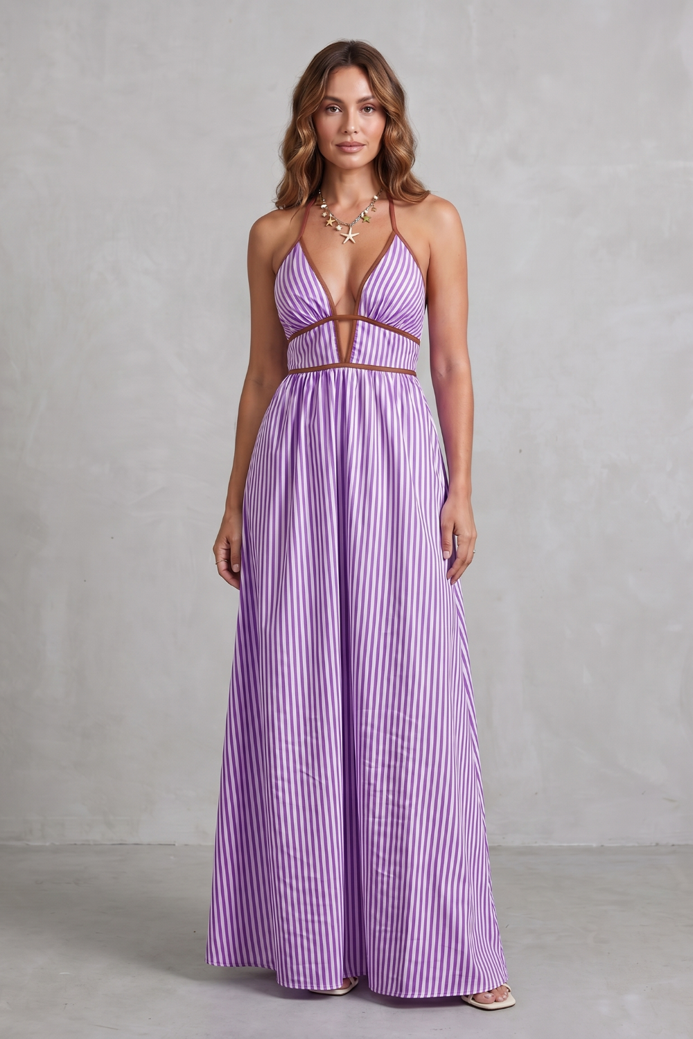 Serelisse – Striped backless silhouette – Maxi dress-10914562900311-OLVIA ROSE LONDON
