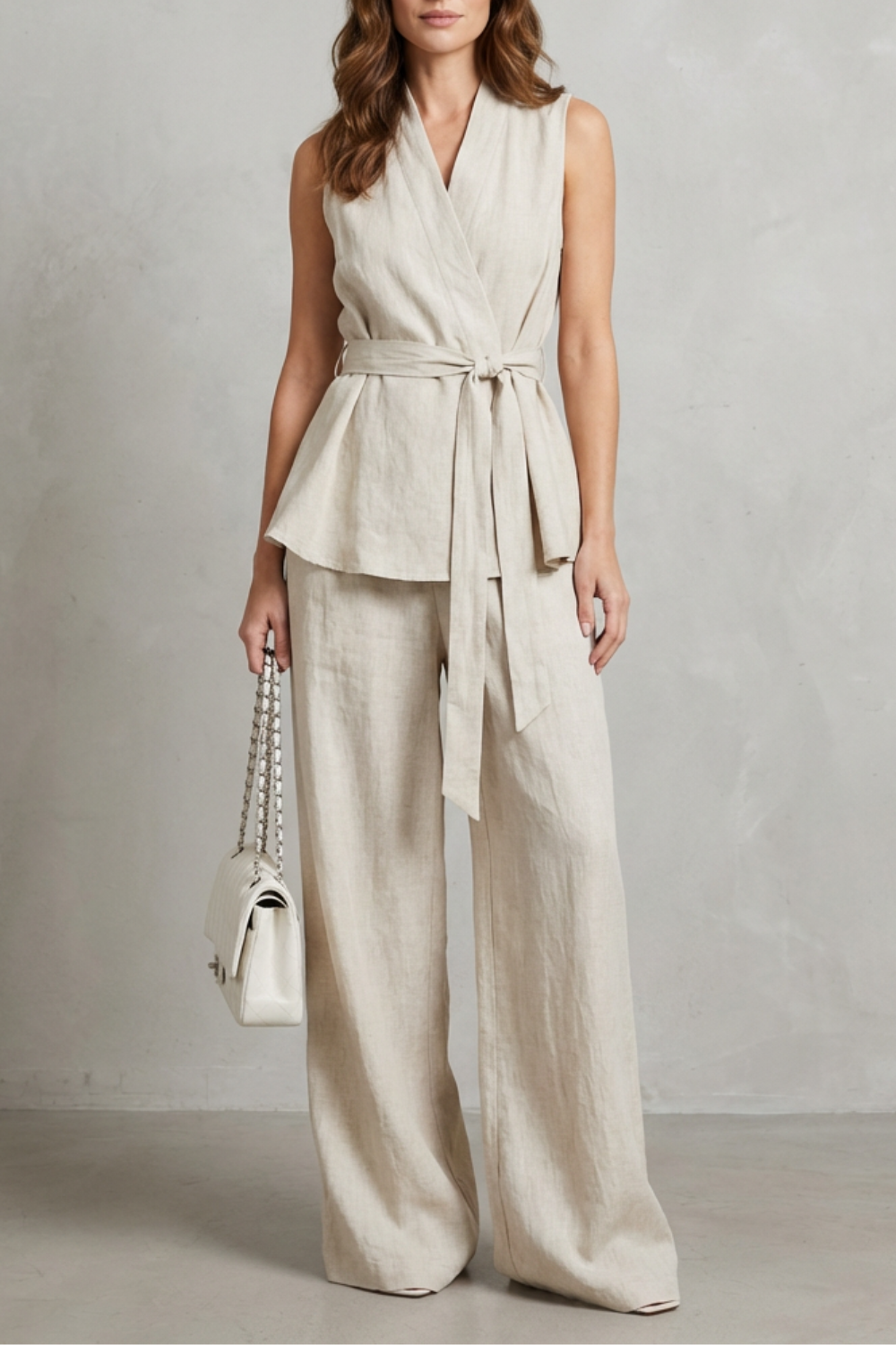 Serina – Sleeveless V-Neck Set – Summer Bow Tie Two-Piece-10510556987735-OLVIA ROSE LONDON