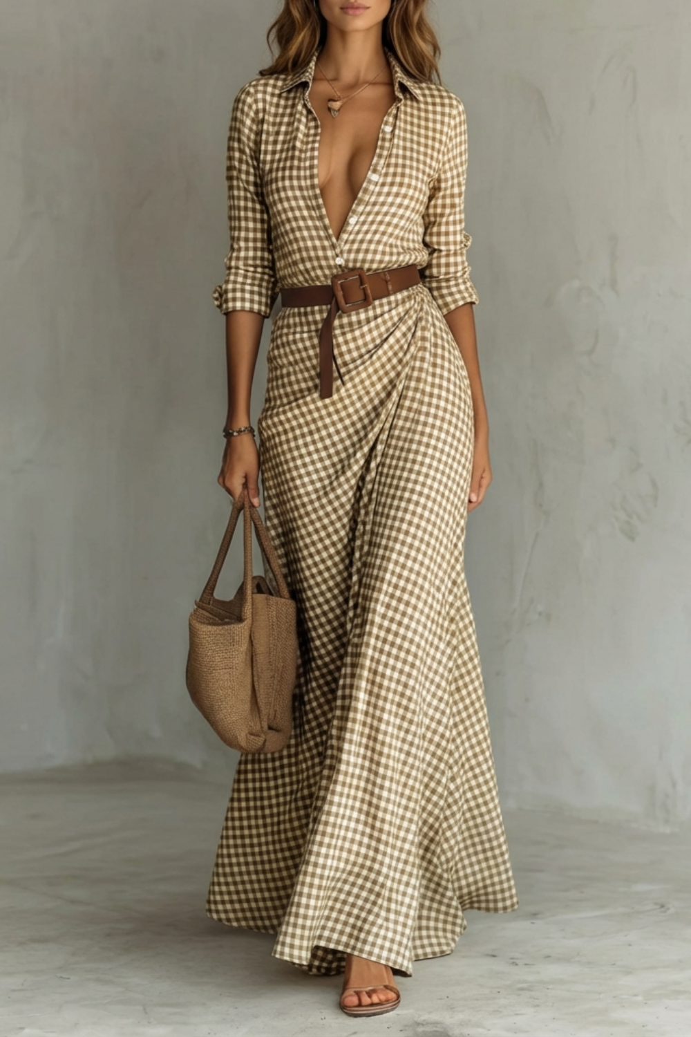 Sienna – Elegant Pleated Belted Dress – Autumn Solid Color Long Shirt Dress-10494046732631-OLVIA ROSE LONDON