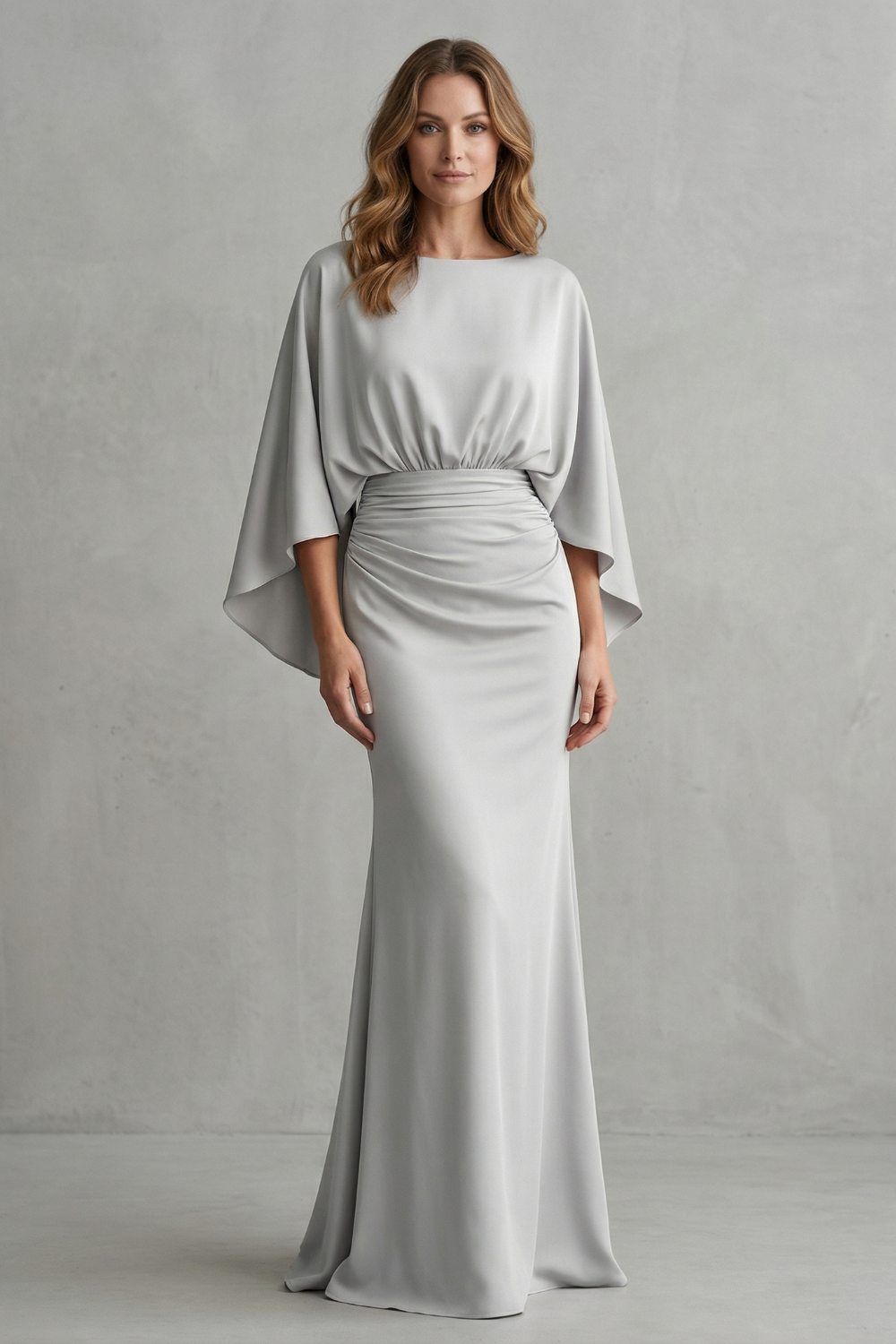Silvarelle – Draped batwing elegance – Maxi dress
