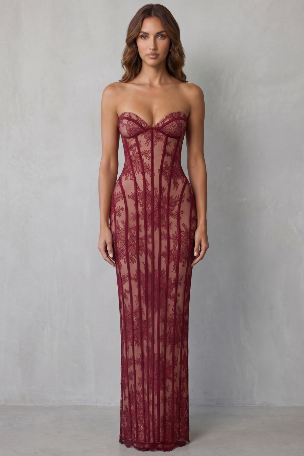 Sirelle – Sculpted lace allure – Maxi dress-10755312451927-OLVIA ROSE LONDON
